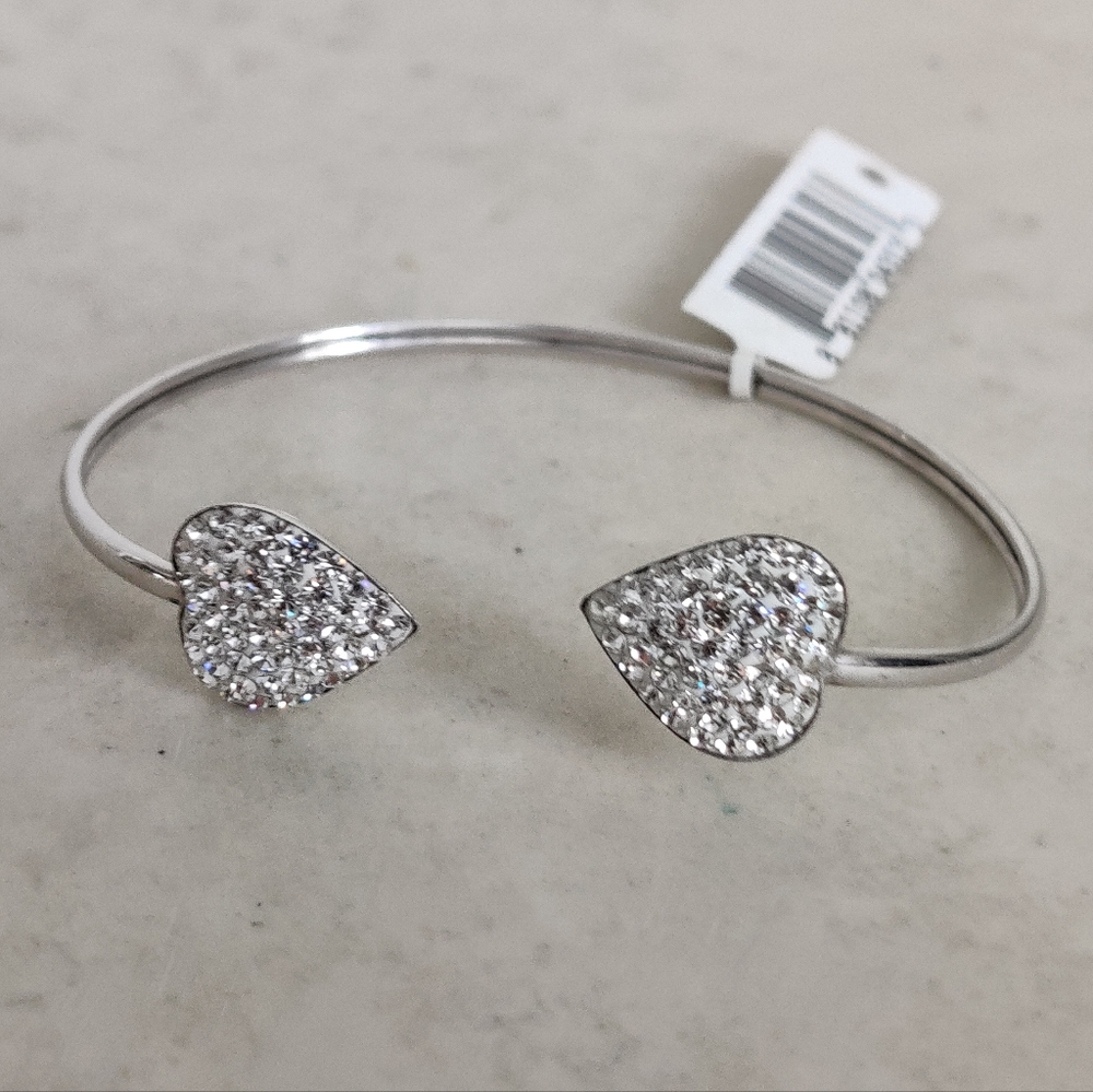 Elegant Sterling Silver Double Hearts Bracelet